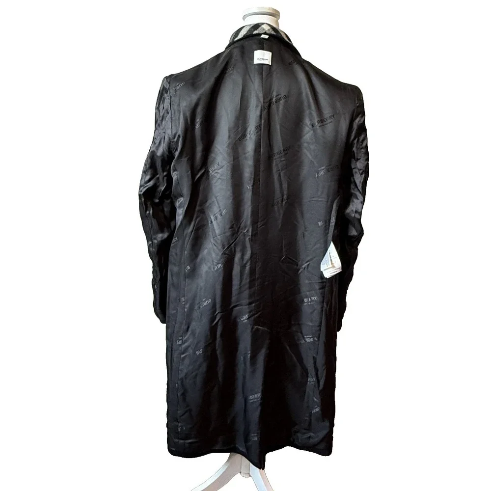 Burberry London England Wool Cashmere Chesterfield Coat 48 38 Blk Velvet Collar - Picture 4 of 16